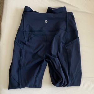 Lululemon leggings, size 4, navy blue, worn twice.